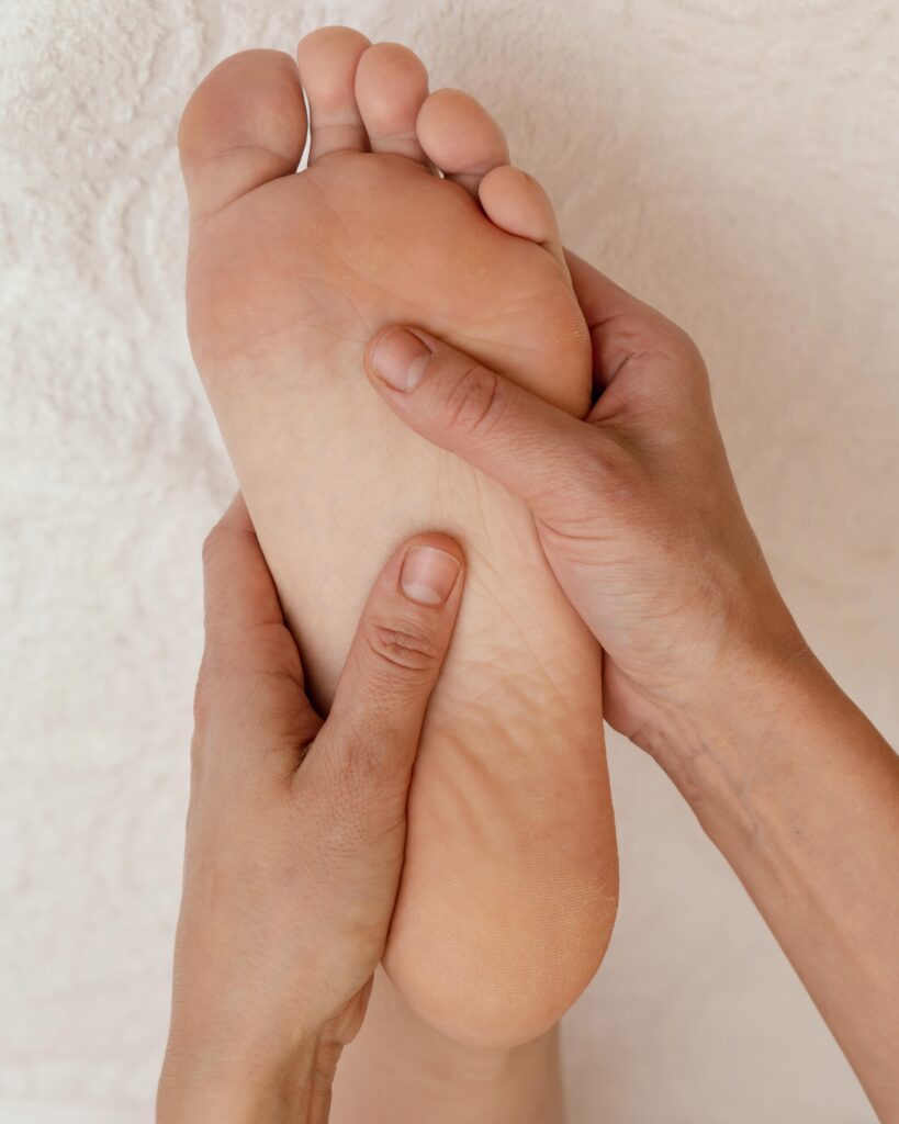 The Acupressure point stimulation by performing Yoga Barefoot